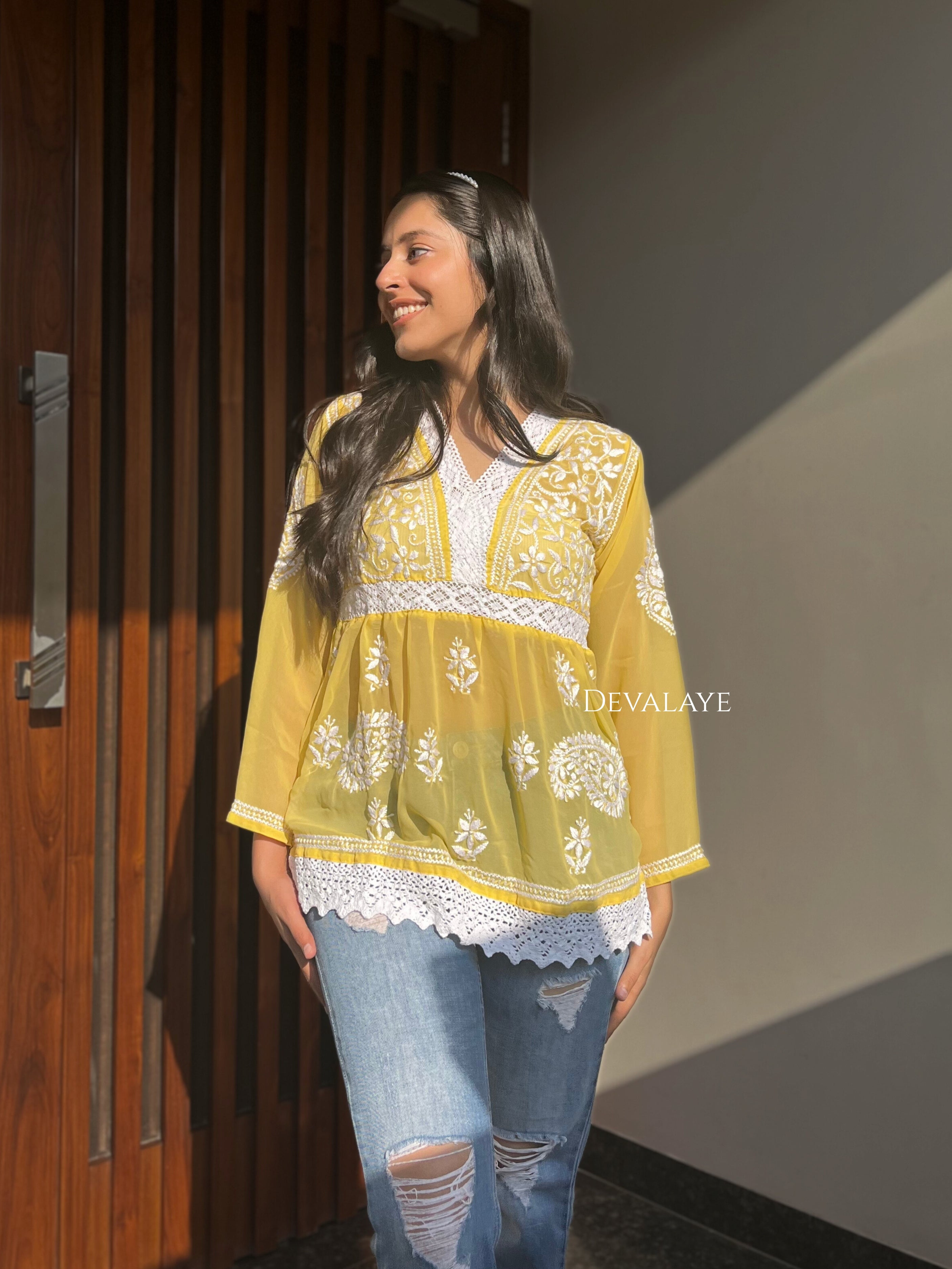 Lace Top Yellow Paisley