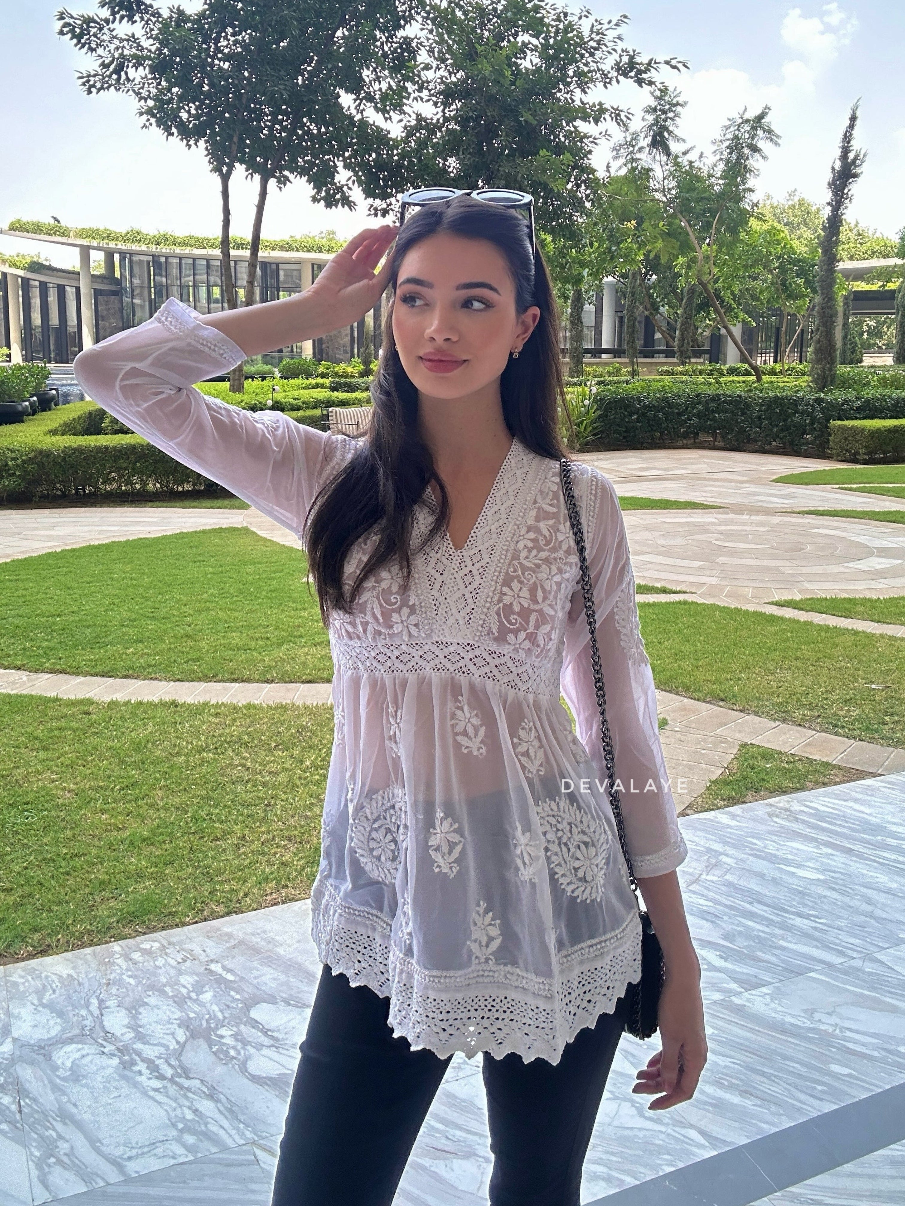 Lace Top White Paisley