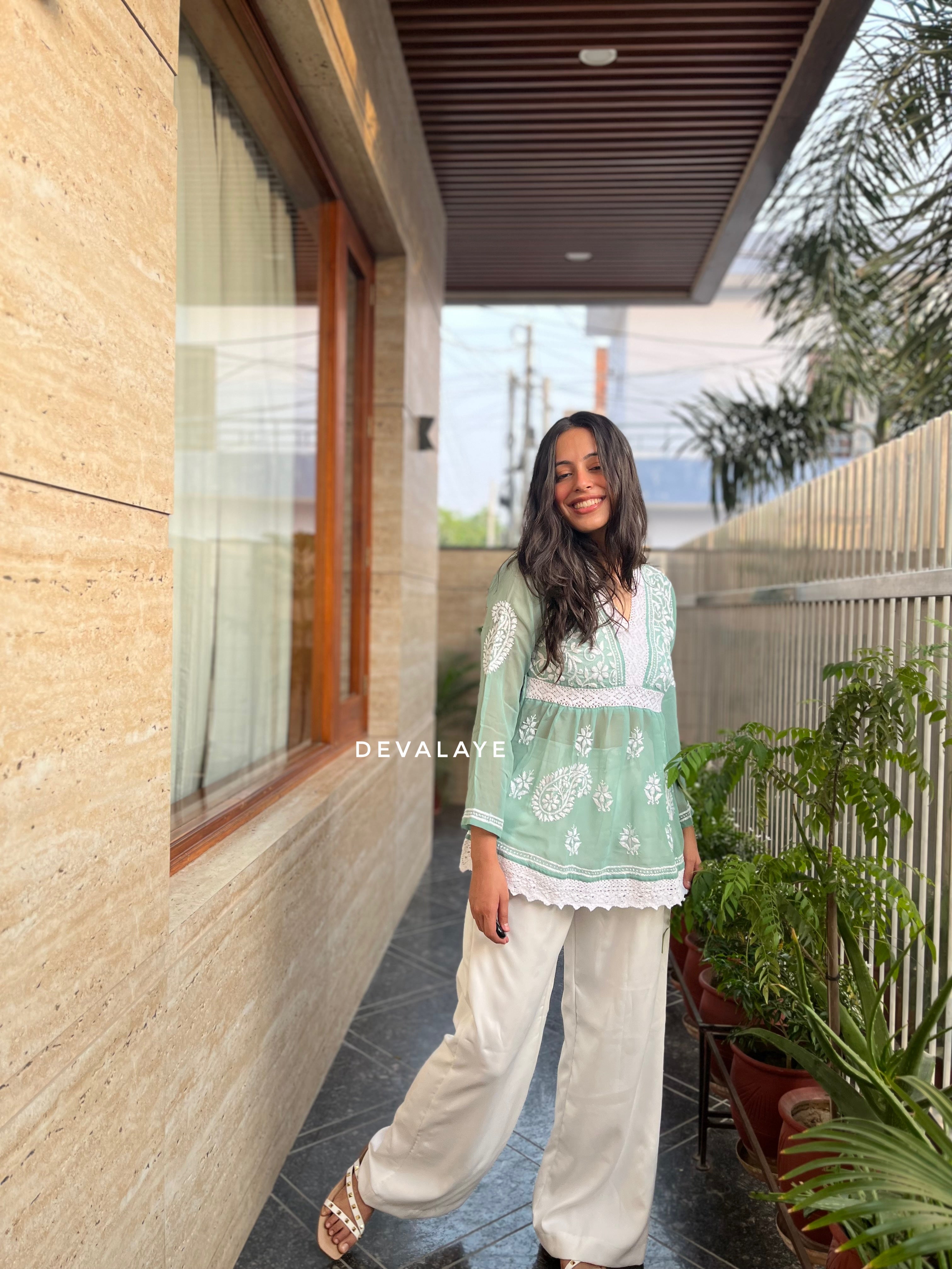 Lace Top Mint Paisley