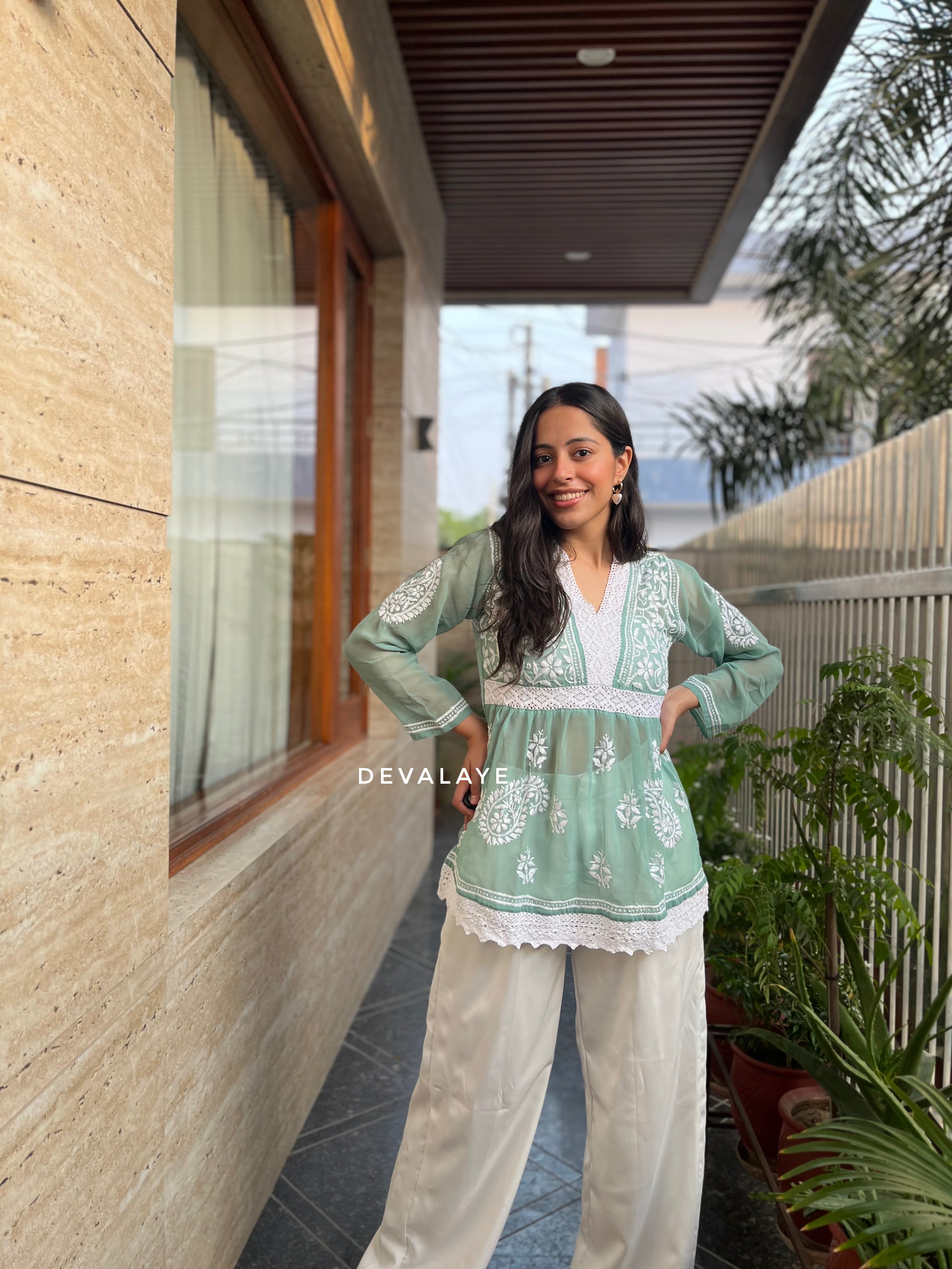 Lace Top Mint Paisley