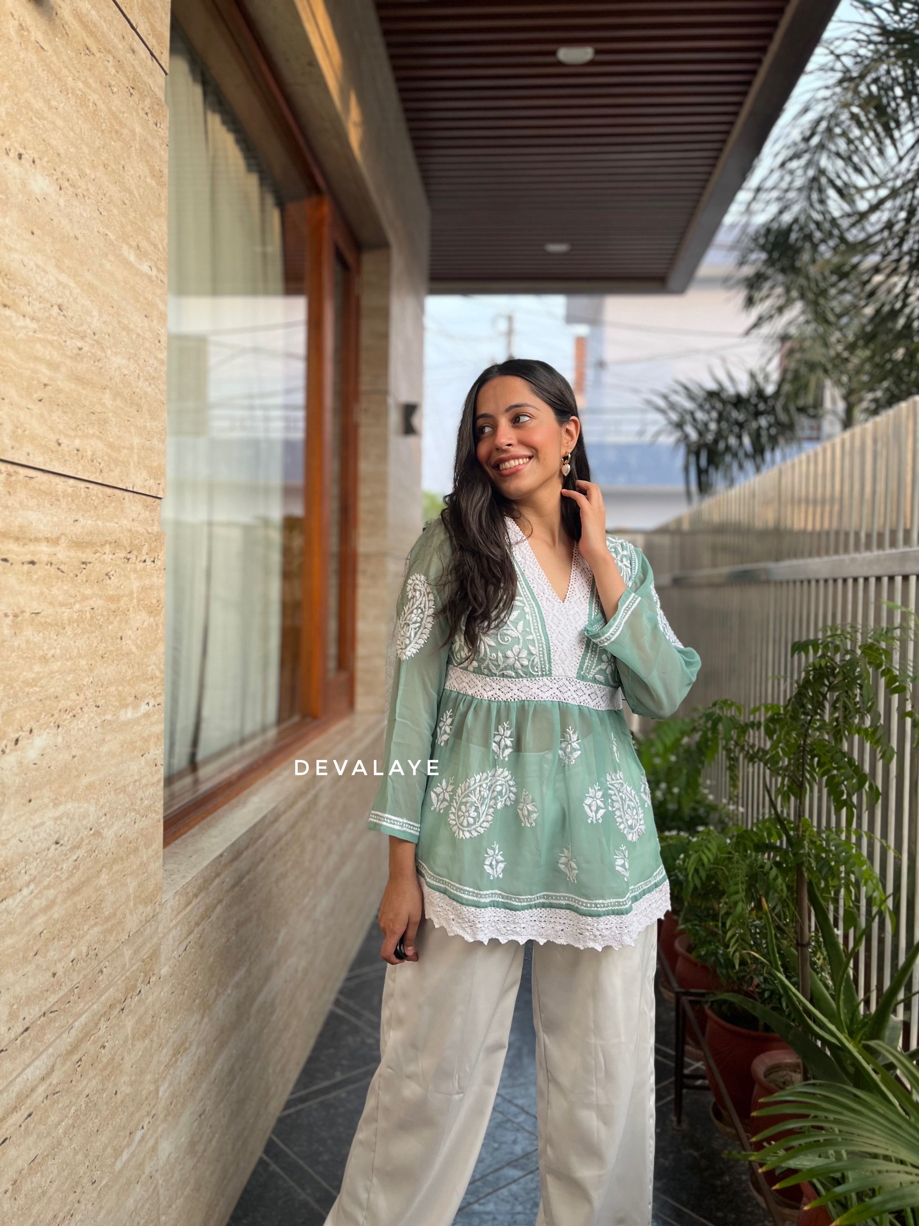 Lace Top Mint Paisley