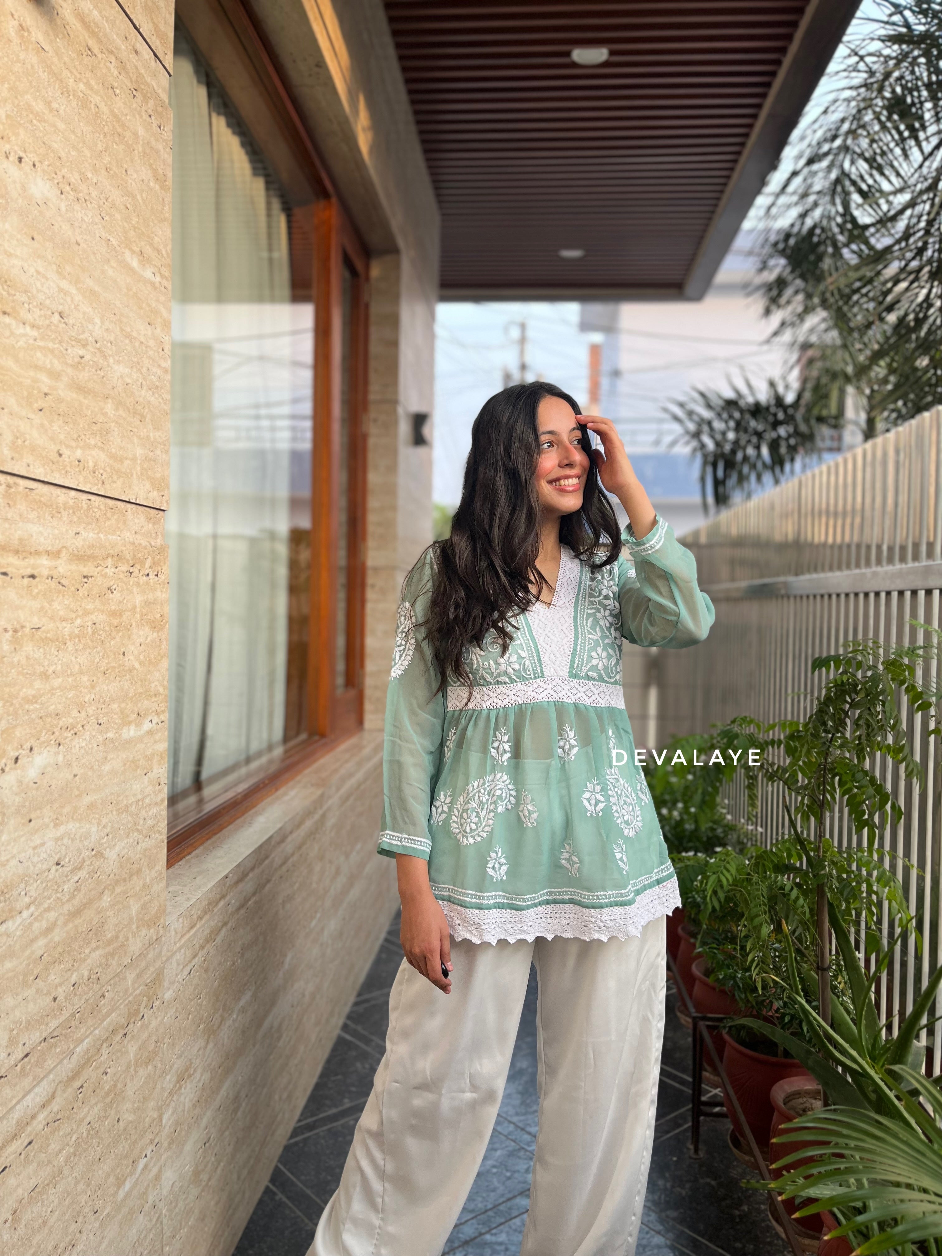 Lace Top Mint Paisley