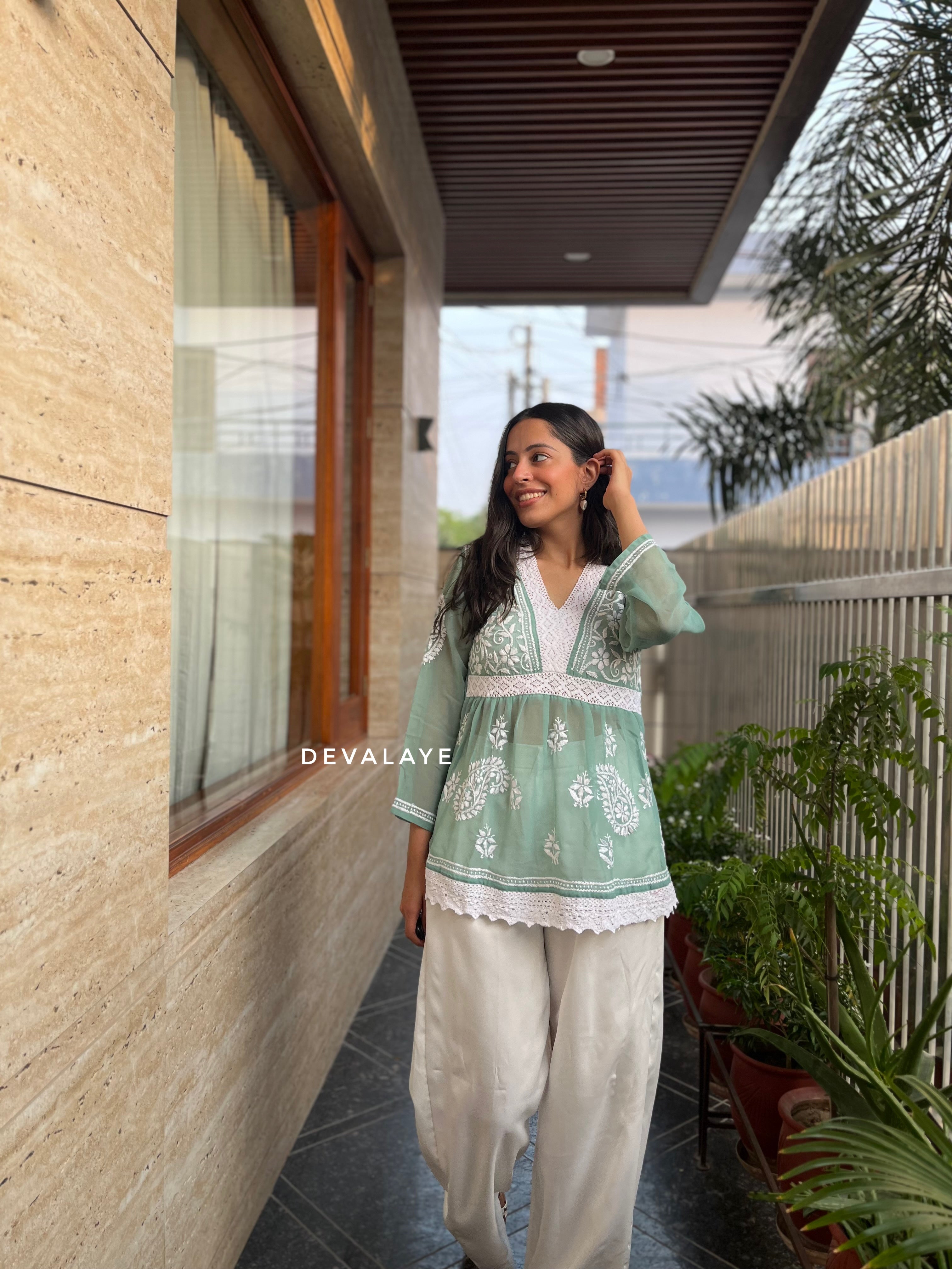 Lace Top Mint Paisley