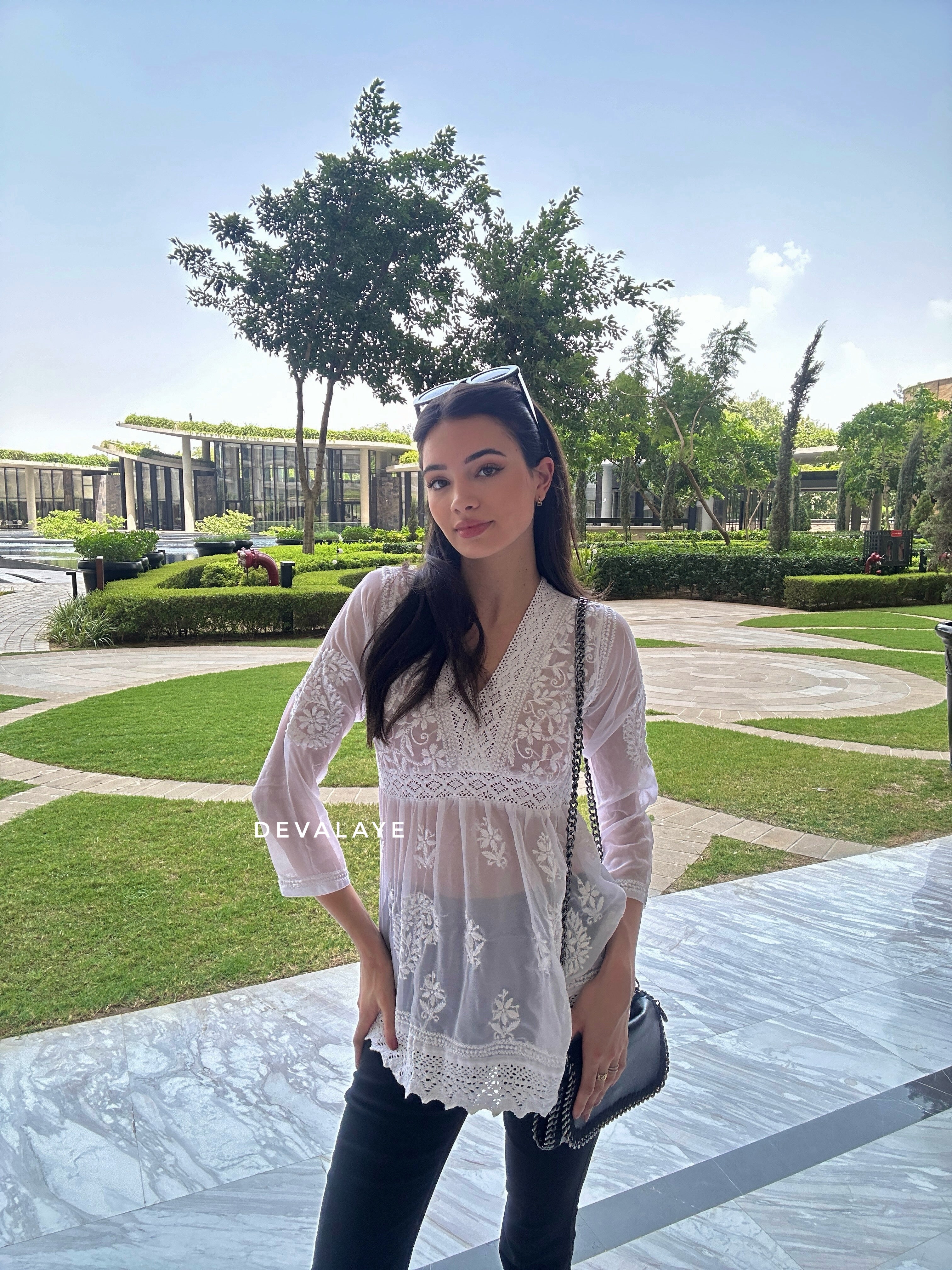 Lace Top White Paisley