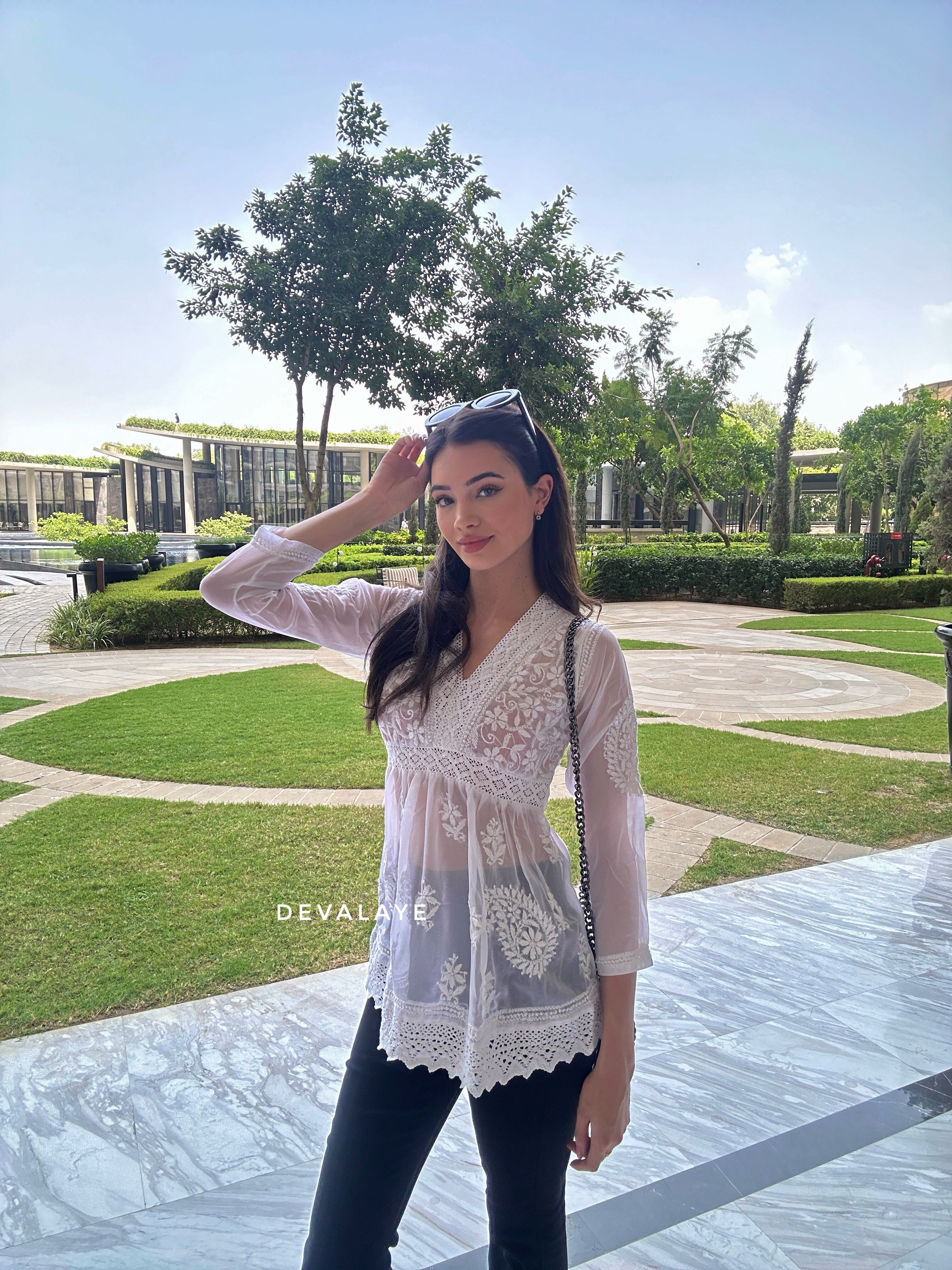 Lace Top White Paisley