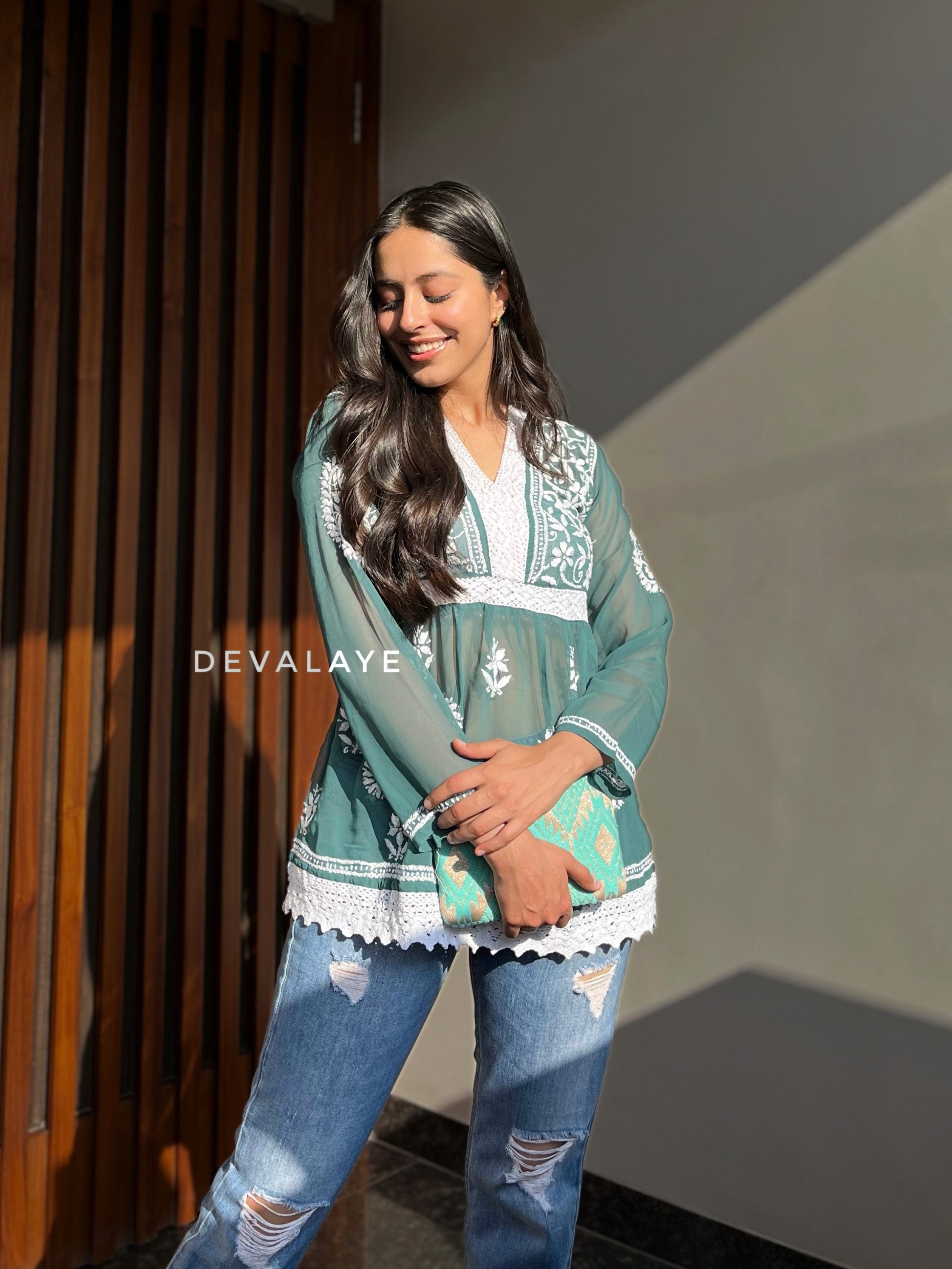 Lace Top Green Paisley