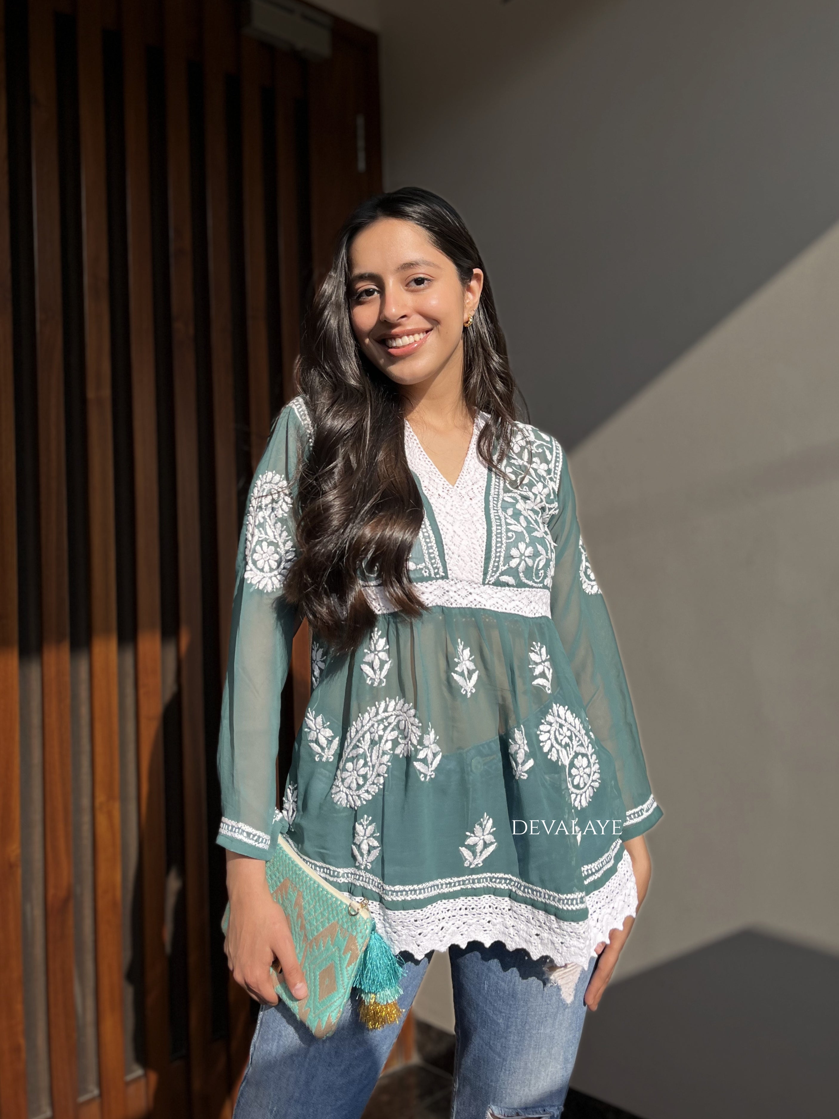 Lace Top Green Paisley