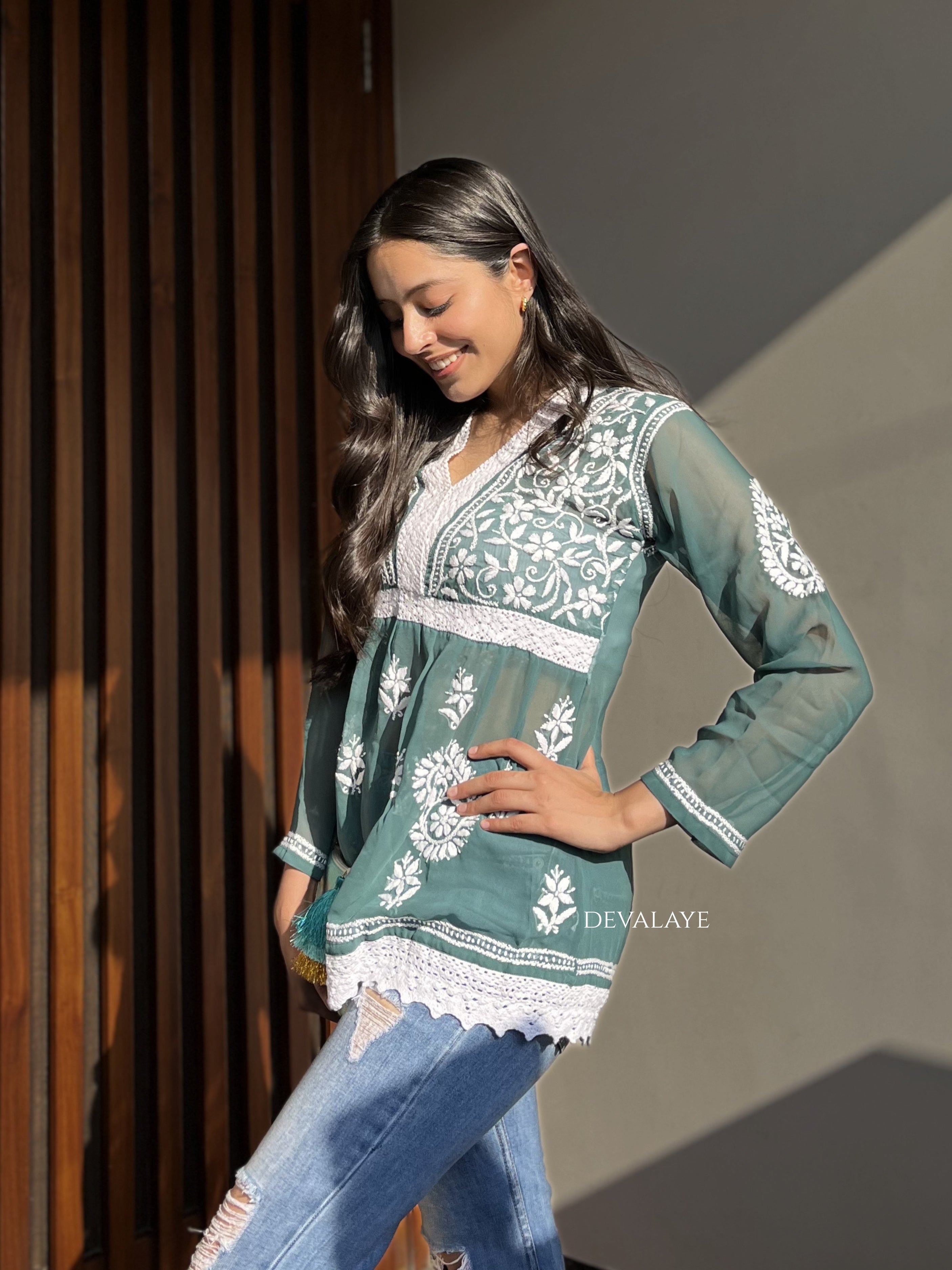 Lace Top Green Paisley