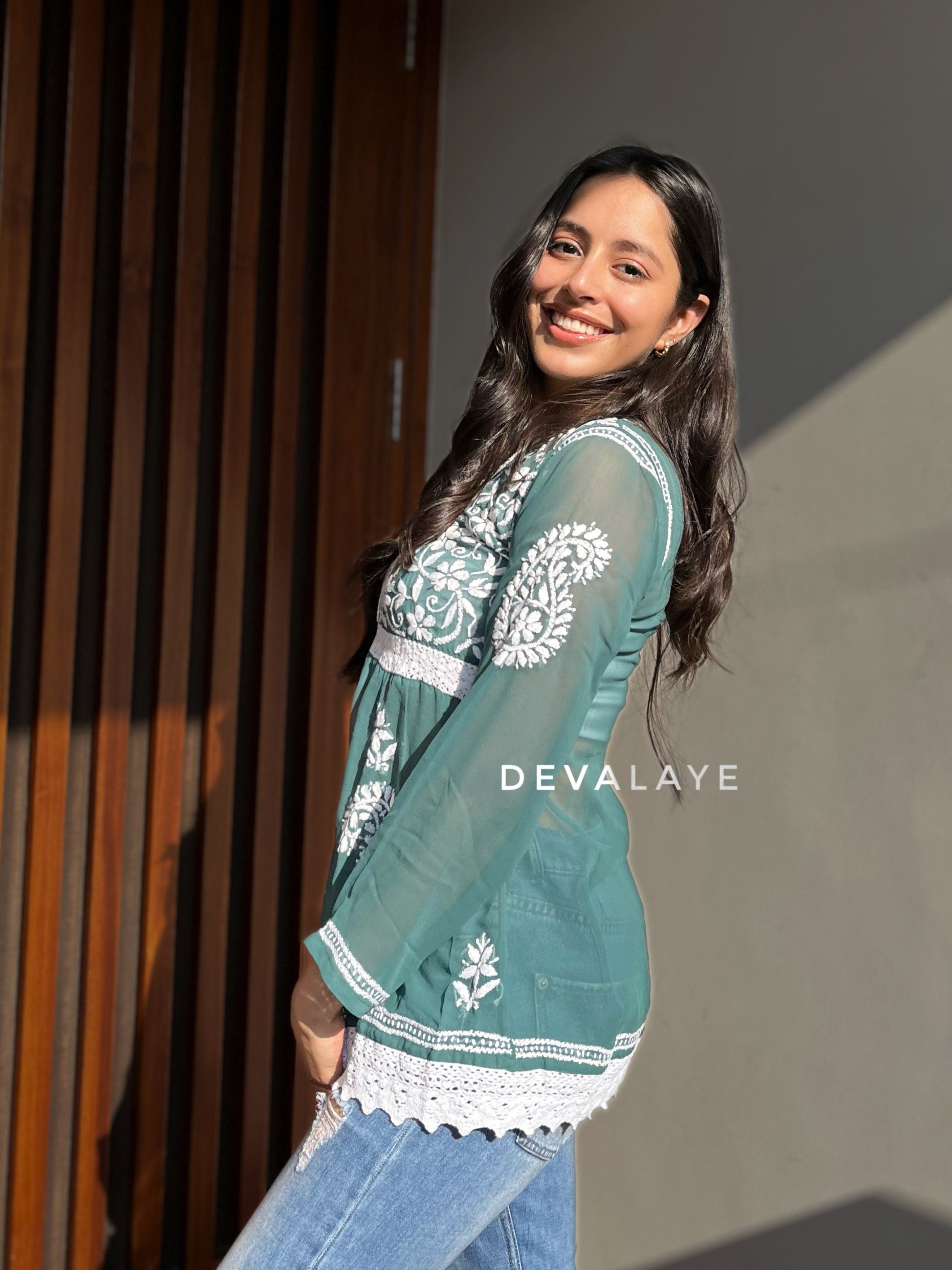 Lace Top Green Paisley