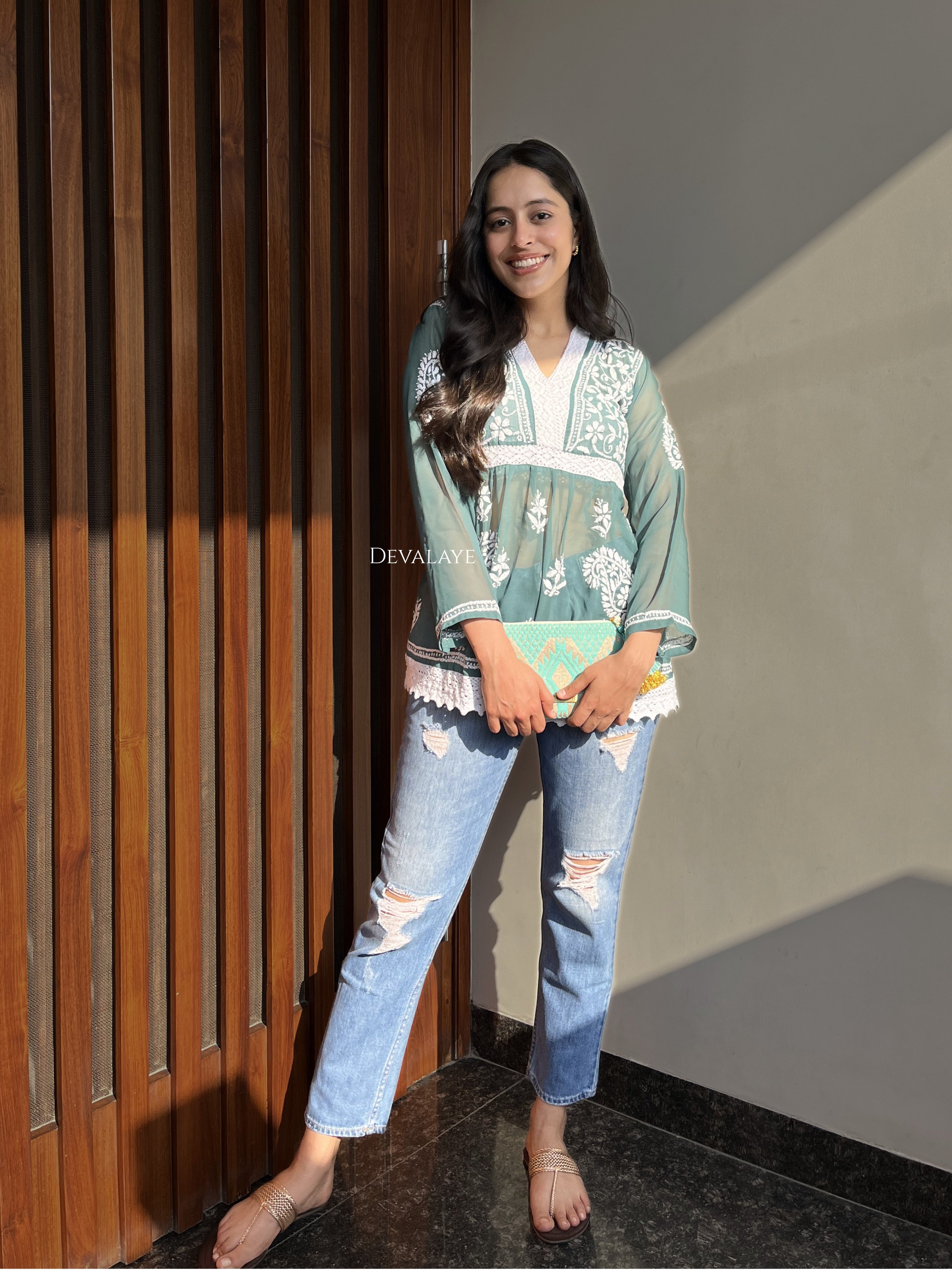 Lace Top Green Paisley